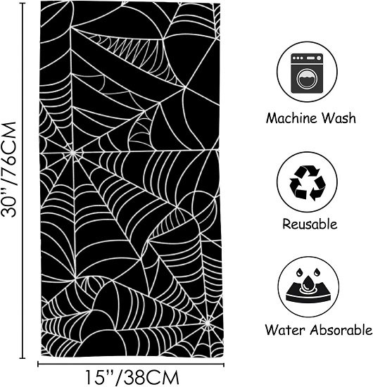 Black Spider Web Bathroom Hand Towels, 2-Pack 15*30 Inch Soft Highly Absorbent Hand Towels