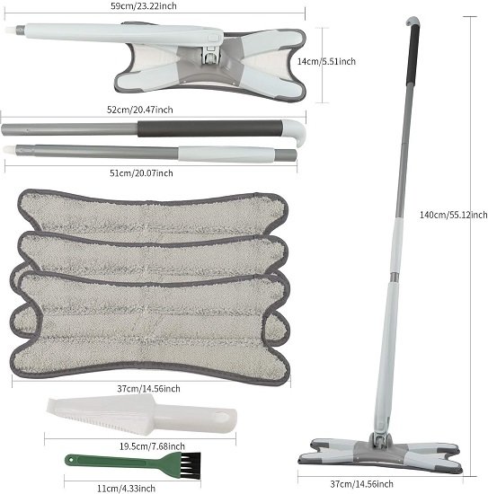 X-Type Microfiber Hardwood Floor Mop, with 3 Microfiber Mop Replace Pads,(Green)