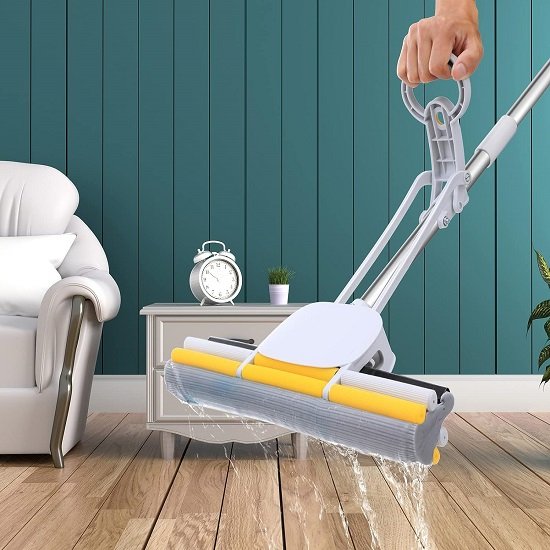 Floor cleaning PVA sponge mop with wringer