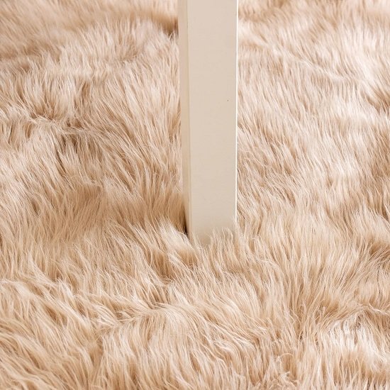 Super Soft Fluffy Faux Sheepskin Rug, Light Brown 4 x 6 Feet Sheepskin Rug