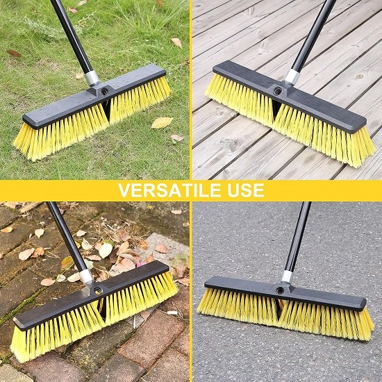 18" Push Broom Outdoor Heavy Duty Broom with 63" Long Handle