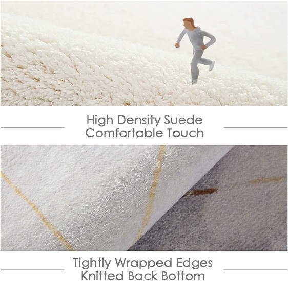 Abstract Gold Thread Area Rug, Off-White, 5x7 Feet