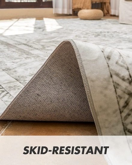 5x7ft - Distressed Vintage Bedroom Dining Room Living Room - Machine Washable TP Backing - Gray