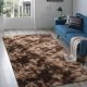 Fluffy plush rug 5x8 feet, tie dye brown plush rug, non-slip plush rug