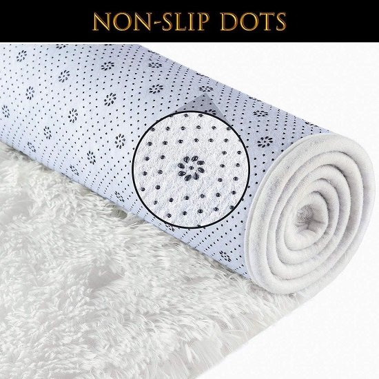 Fluffy area rug, cream shag rug, 4 x 6 feet