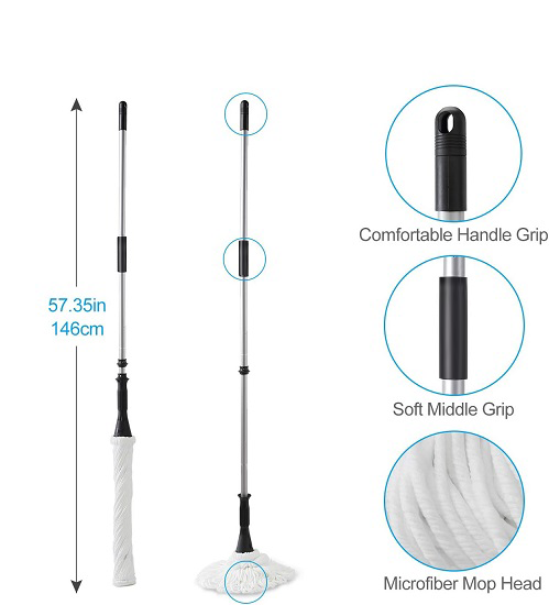 Wet Mop for Floor Cleaning,57.5 Inch Long Handle