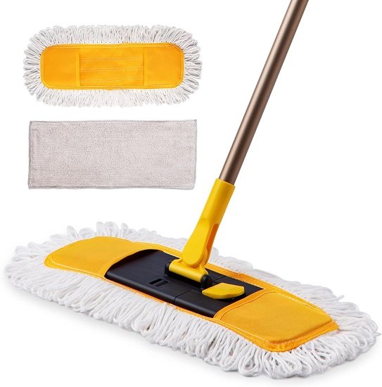 Dust Mop Microfiber Floor Mop 57 Inch Retractable, 3 Mop Pads Wet & Dry
