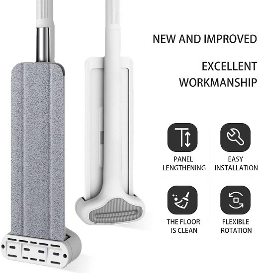 360 Hands-Free Self Wringing Floor Cleaning Mop, with 4 x Washable Pads,White