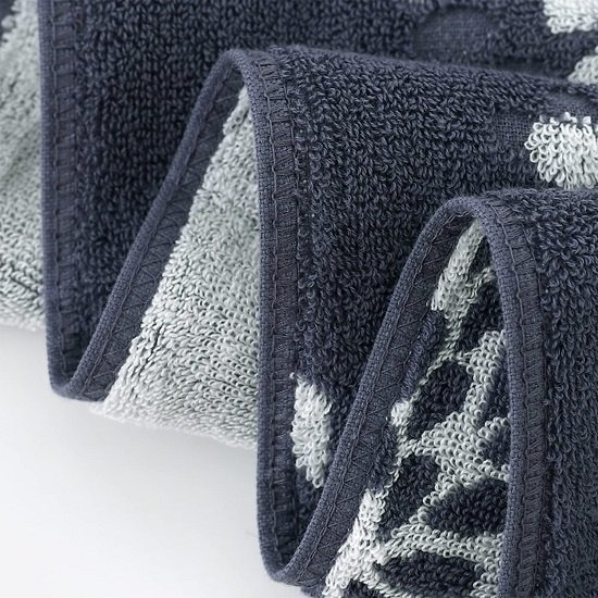 Hand Towels Set of 2 Hydrangea Floral Pattern 100% Cotton Absorbent Soft Decorative Towel for Bathroom (Denim Blue)