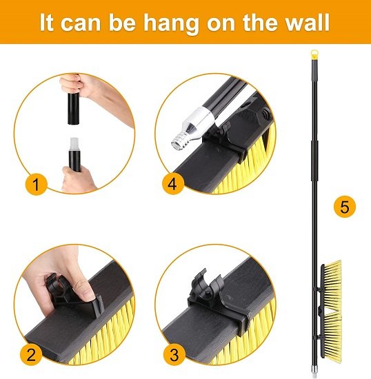 18" Push Broom Outdoor Heavy Duty Broom with 63" Long Handle