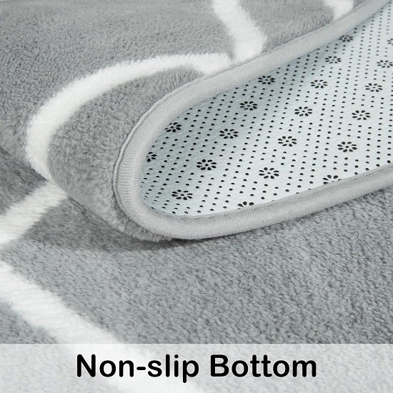 Shaggy Rug, 5x7ft Gray Area Rug, Fluffy Moroccan Geometric Rug for Interior Decor