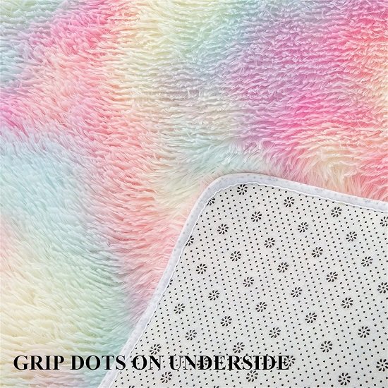 Living Room Area Rug, Thick Non-Slip Plush Rug 5x7 Feet, Tie Dye Rainbow Indoor Plush Rug
