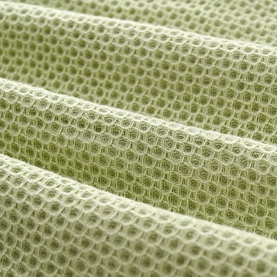 Green waffle hand towels, highly absorbent and quick-drying 100% cotton hand towels 13 inches X 29 inches (set of 2)